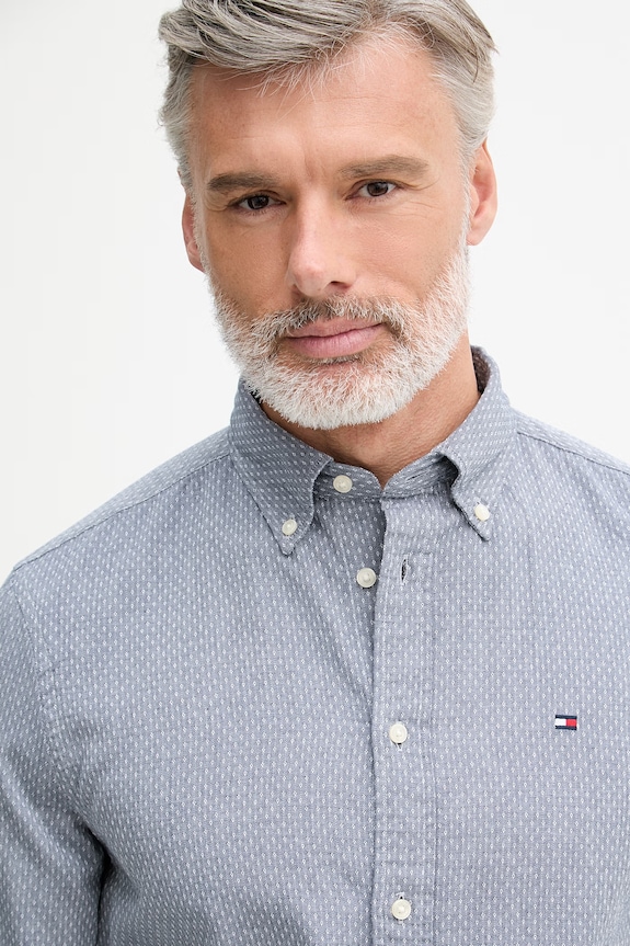 Tommy Hilfiger košeľa pánska bavlnená sivá MW0MW42442