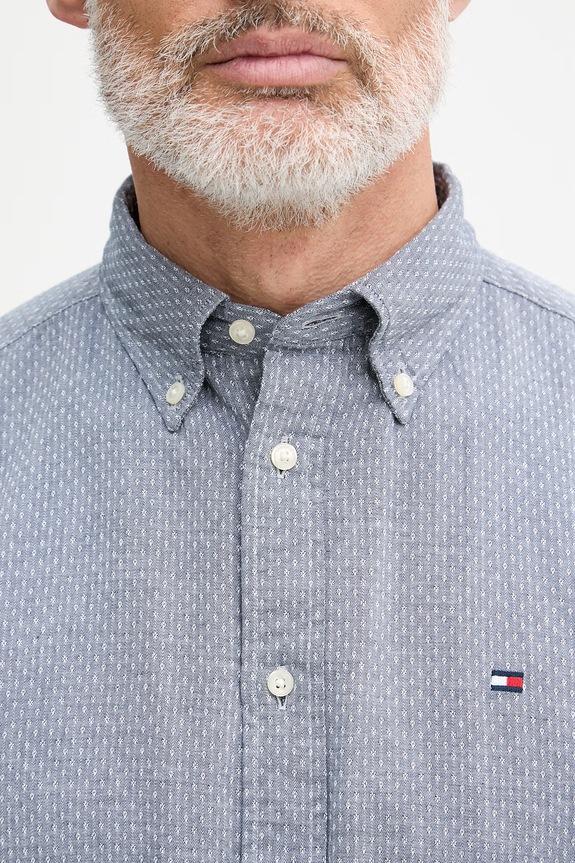Tommy Hilfiger košeľa pánska bavlnená MW0MW42442 sivá