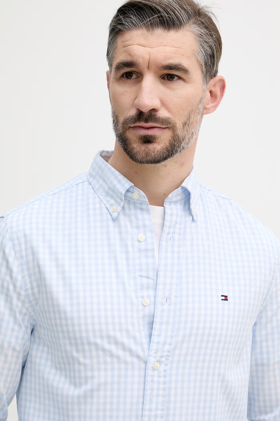 Tommy Hilfiger camicia da uomo in cotone blu MW0MW42445