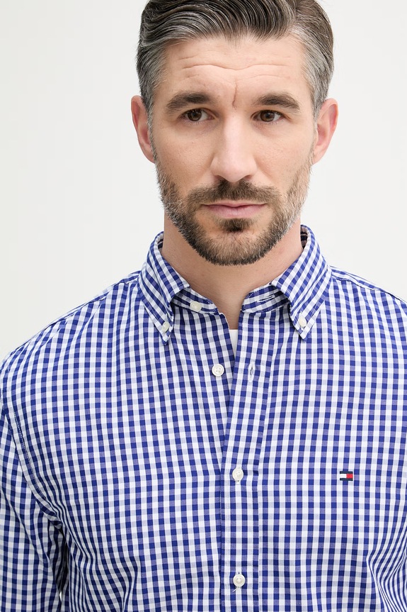 Tommy Hilfiger camicia da uomo in cotone blu MW0MW42445