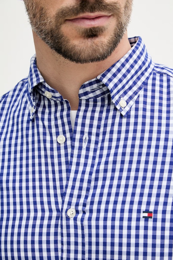 Tommy Hilfiger camicia da uomo in cotone MW0MW42445 blu