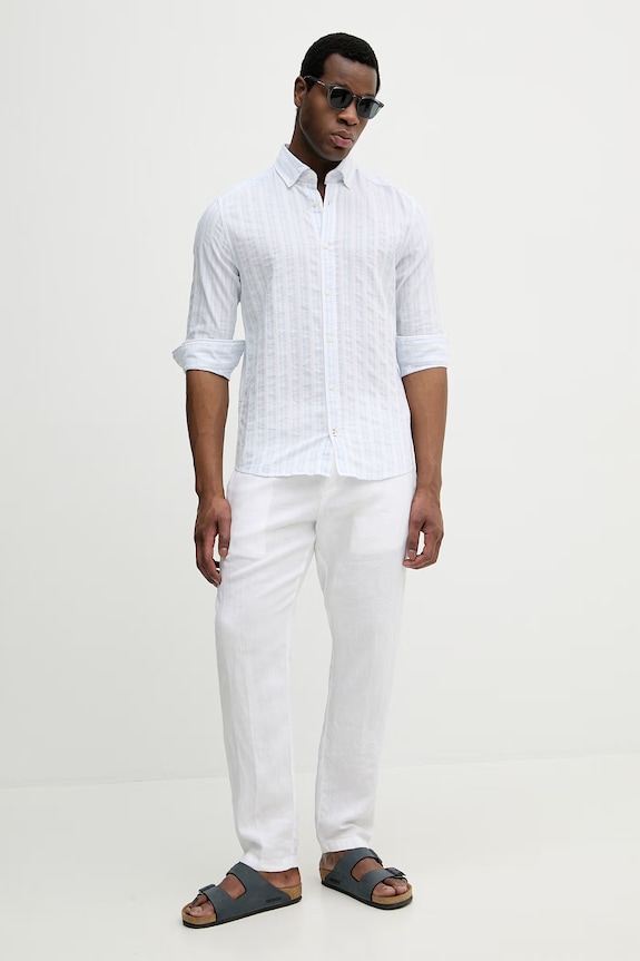 Joop! cămașă din bumbac 30102530 albastru SS26
