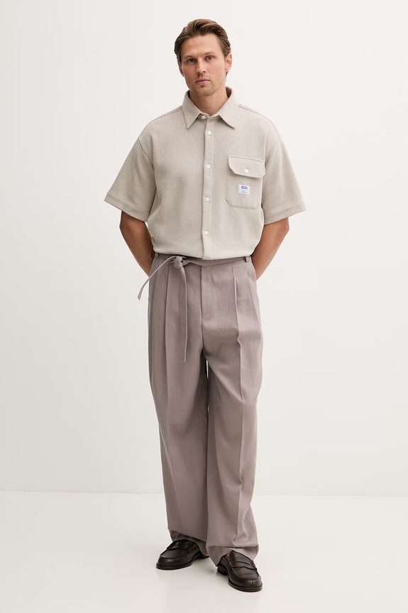 HUGO Blue košeľa pánska s bavlnou Ebaffino 50557091 béžová SS26
