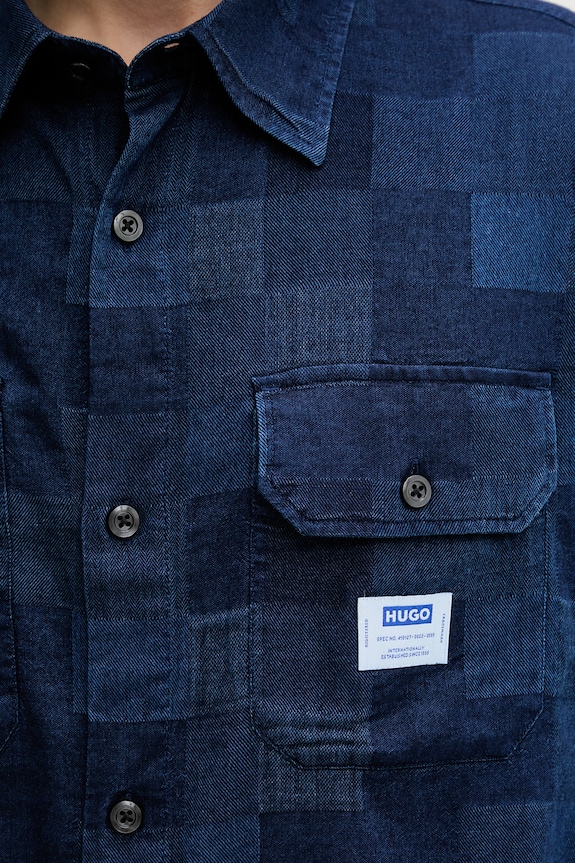 HUGO koszula męska bawełniana Ekyno 50560709 granatowy