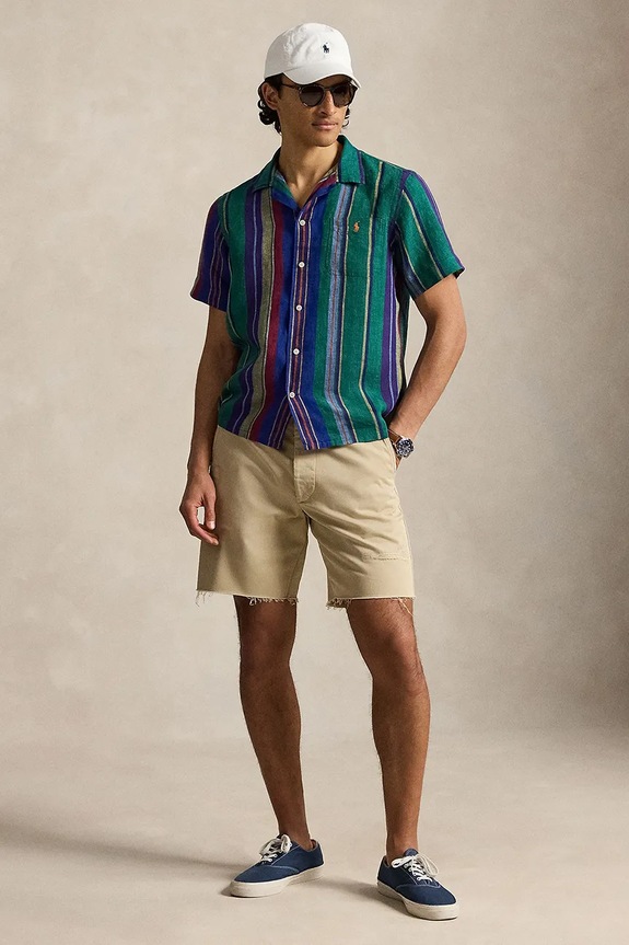 Clothing Polo Ralph Lauren YD LINEN V1-WVN-SHIRT shirt linen Men's 710B14232001 blue