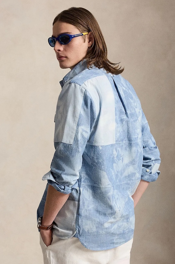 Polo Ralph Lauren koszula bawełniana CHAMBRAY-WVN-SHIRT 710B14260001 niebieski SS26