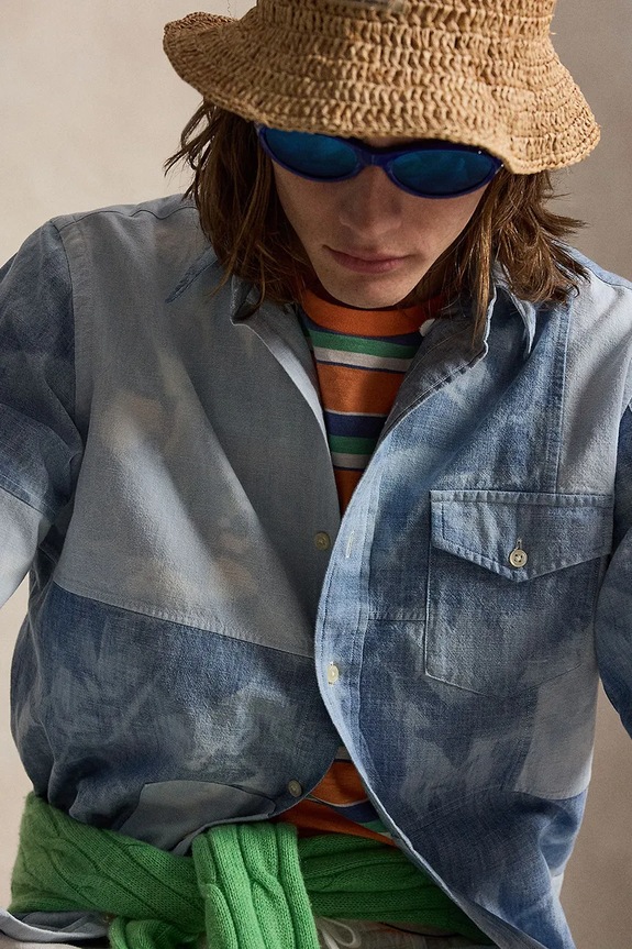 Polo Ralph Lauren koszula bawełniana CHAMBRAY-WVN-SHIRT 710B14260001 niebieski