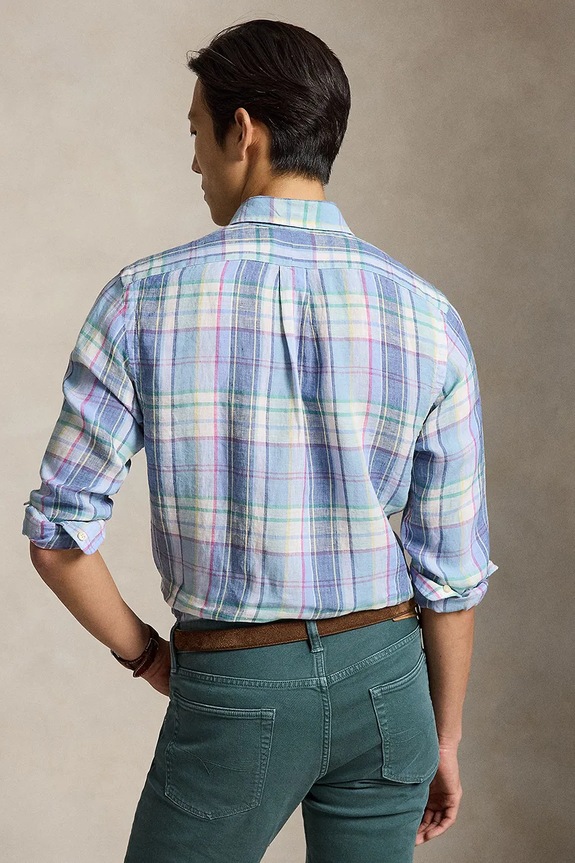 Polo Ralph Lauren YD LINEN V1-WVN-SHIRT men's linen shirt 710B16705002 blue SS26