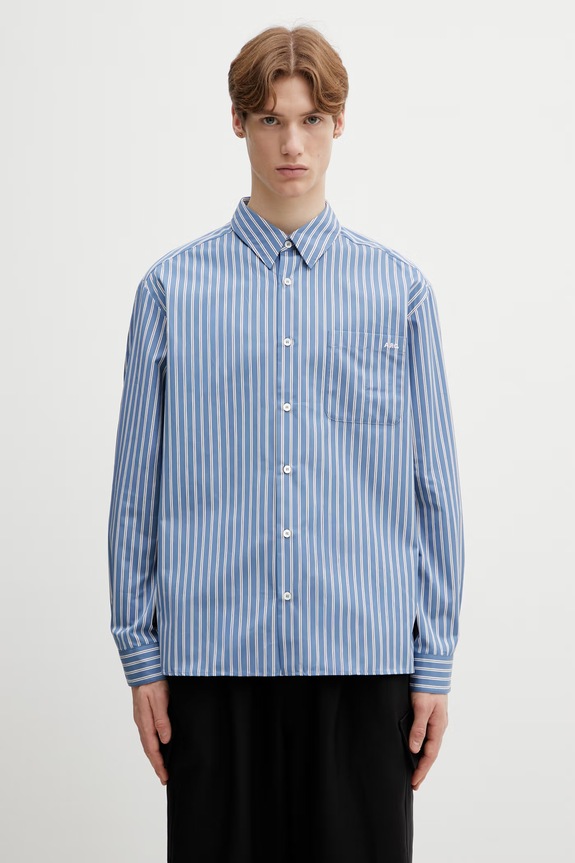 A.P.C. cotton shirt Malo Logo classic blue COHLH.H12553