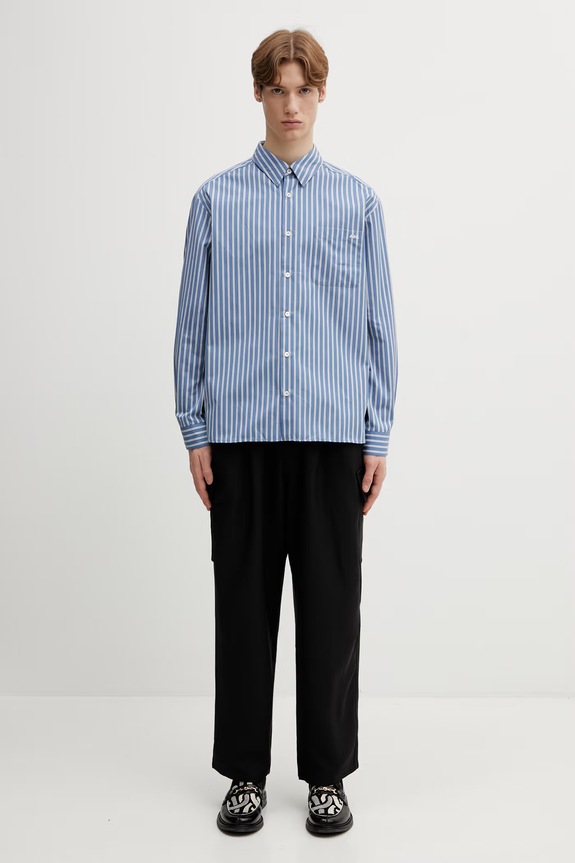 A.P.C. cotton shirt Malo Logo COHLH.H12553 blue