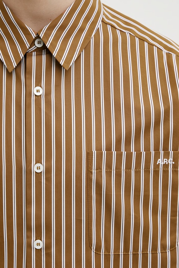 A.P.C. cotton shirt Malo Logo brown COHLH.H12553