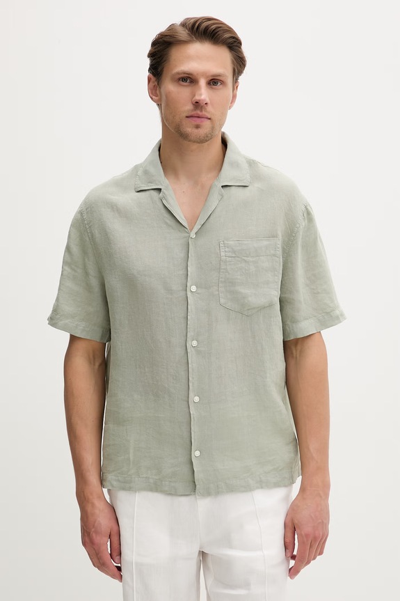 HUGO πουκάμισο ανδρικό λινό Exolino πράσινο 50561715