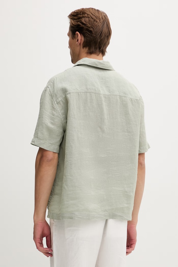 Ρούχα HUGO πουκάμισο ανδρικό λινό Exolino 50561715 πράσινο