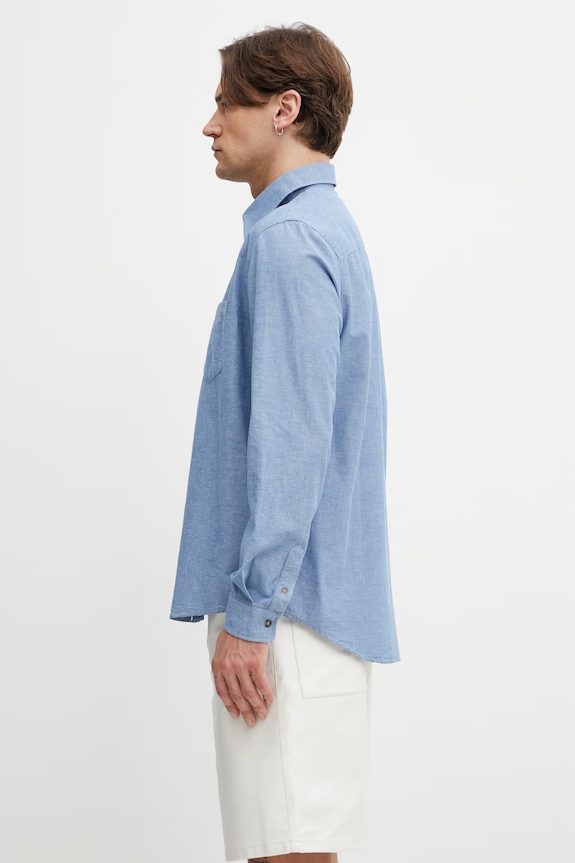A.P.C. košile pánská s bavlnou a lnem COHNN.H12648 modrá SS26