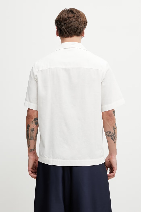 Одежда A.P.C. рубашка мужская с добавлением льна Chemise Manches Courtes COHNN.H12649 бежевый