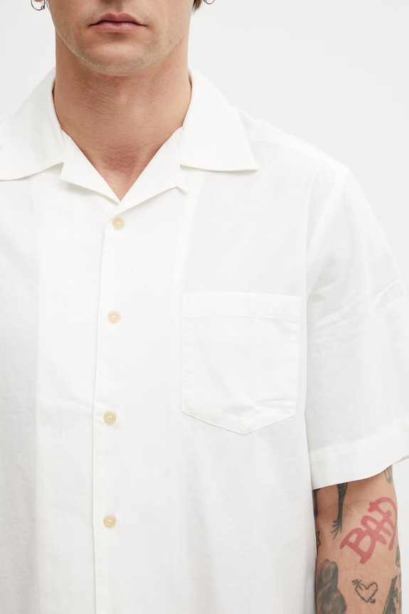 A.P.C. рубашка мужская с добавлением льна Chemise Manches Courtes бежевый COHNN.H12649