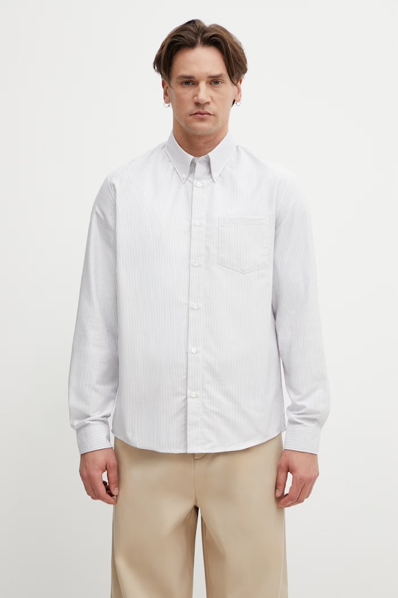A.P.C. košeľa pánska bavlnená New Greg biela COHOC.H12651