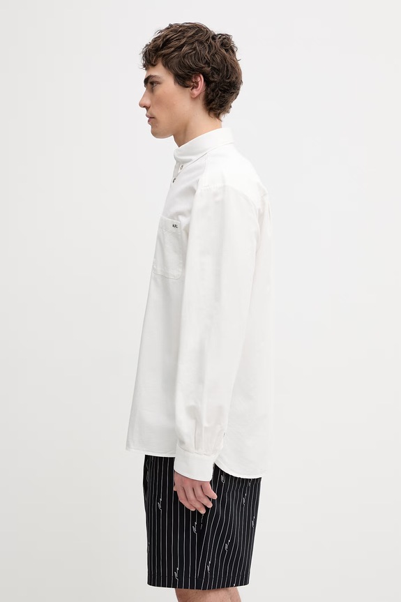 A.P.C. Mateo Logo koszula bawełniana męska COHOE.H12599 biały SS26