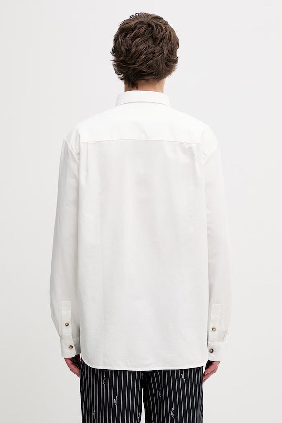 Odzież A.P.C. Mateo Logo koszula bawełniana męska COHOE.H12599 biały