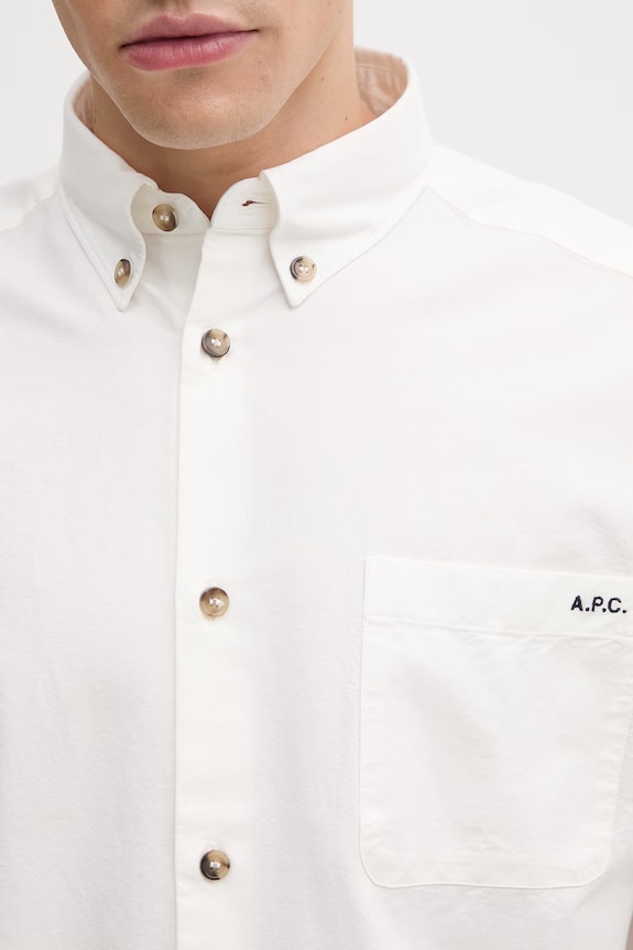 A.P.C. Mateo Logo koszula bawełniana męska biały COHOE.H12599