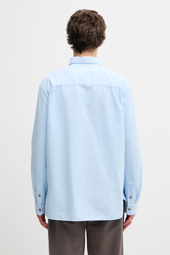 Odzież A.P.C. Mateo Logo koszula bawełniana męska COHOE.H12599 niebieski
