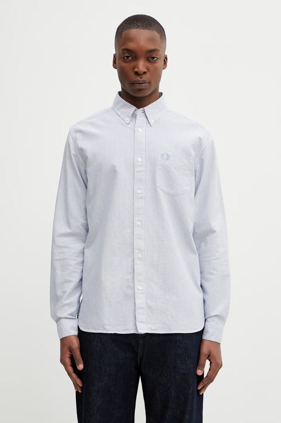 Fred Perry koszula bawełniana wzorzyste niebieski M1768