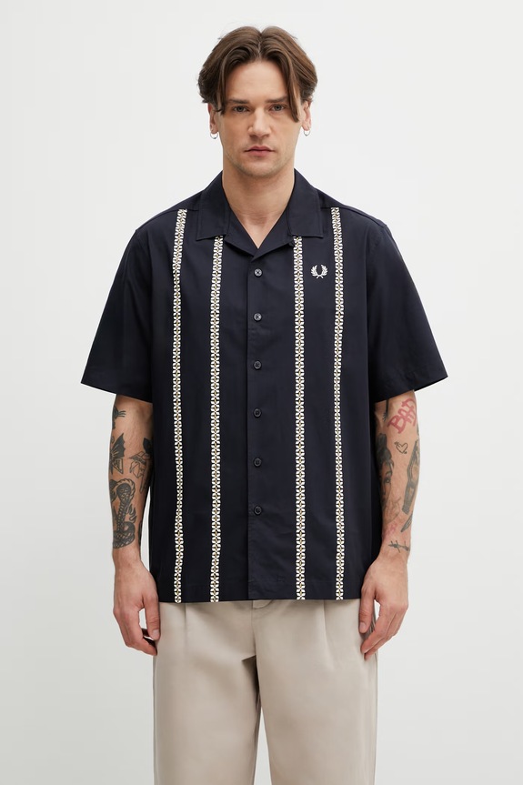 Fred Perry koszula męska bawełniana granatowy M2430