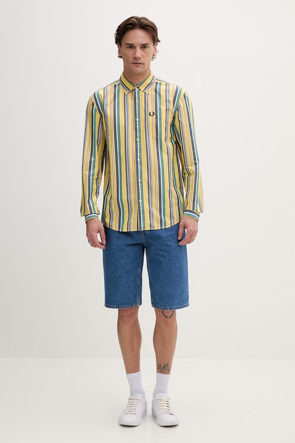 Fred Perry cămașă din bumbac M2432 galben SS26
