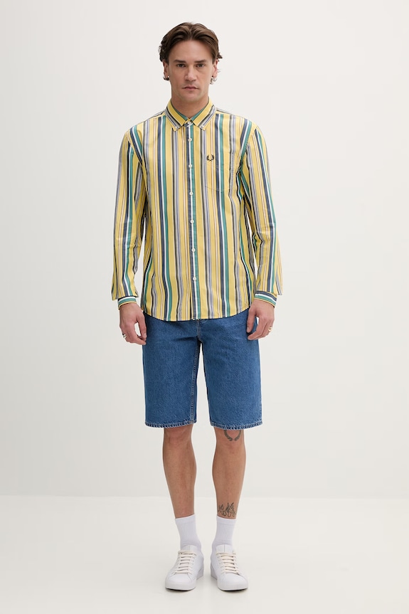 Fred Perry cămașă din bumbac M2432 galben SS26