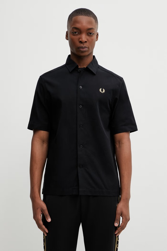 Fred Perry cămașă din bumbac uni negru M2438