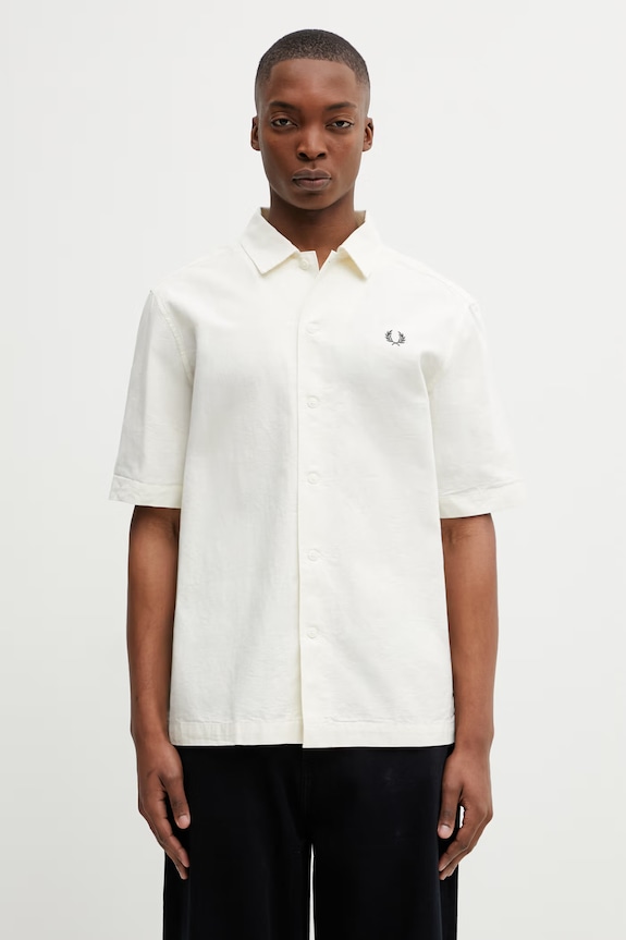 Bavlnená košeľa Fred Perry jednofarebný béžová M2445