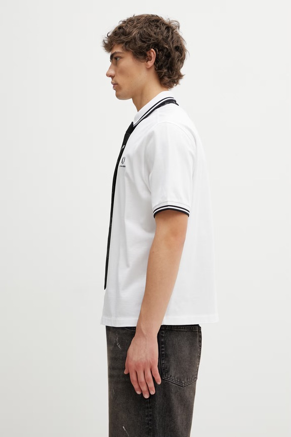 Fred Perry x Kris Van Assche Men's cotton shirt SM2110 white SS26