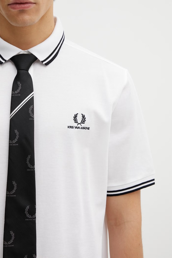 Fred Perry x Kris Van Assche Men's cotton shirt SM2110 white