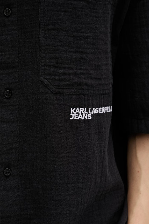 Karl Lagerfeld Jeans cămașă pentru bărbați, din bumbac B2M16012 negru