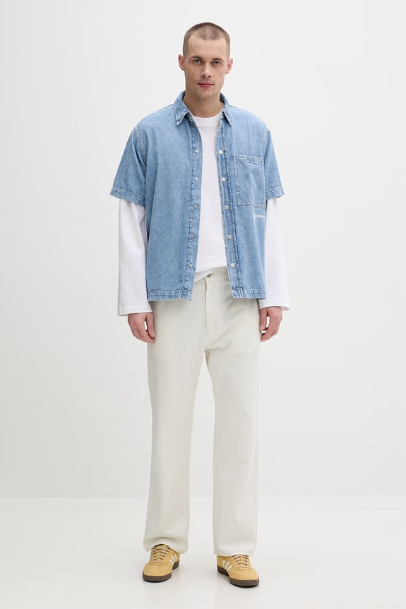 Karl Lagerfeld Jeans košeľa pánska bavlnená B2M16013 modrá SS26
