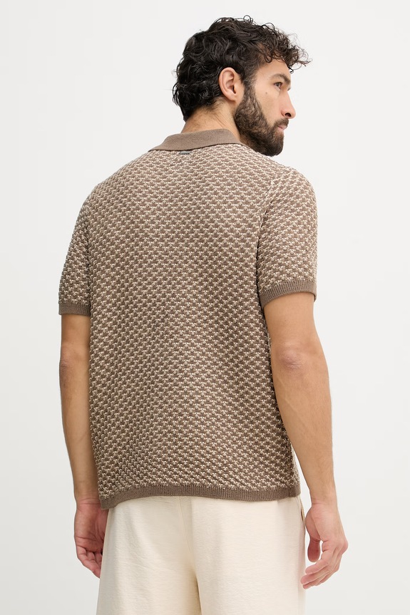Odzież Guess koszula męska z domieszką lnu RYDEN M6GR20.Z0704 beżowy