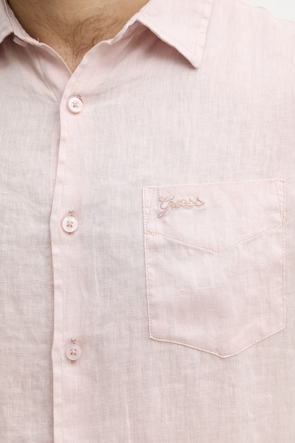 Guess Πουκάμισο ανδρικό λινό M6GH59.W1827 ροζ
