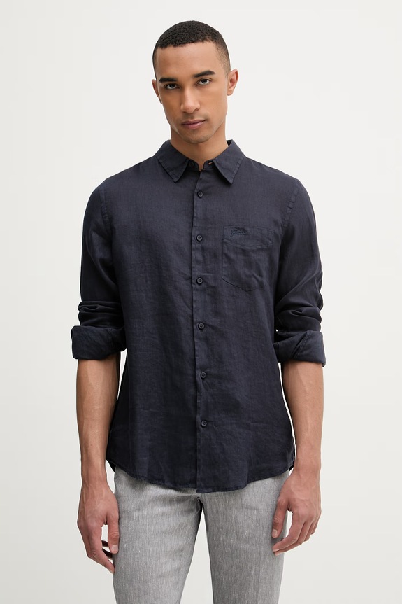Guess πουκάμισο ανδρικό λινό σκούρο μπλε M6GH59.W1827