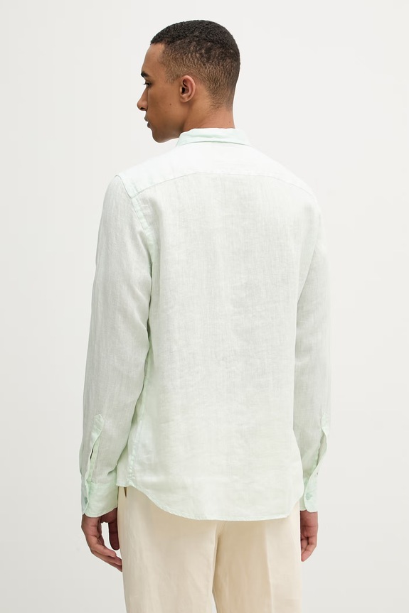 Ρούχα Guess Πουκάμισο ανδρικό λινό M6GH59.W1827 τιρκουάζ