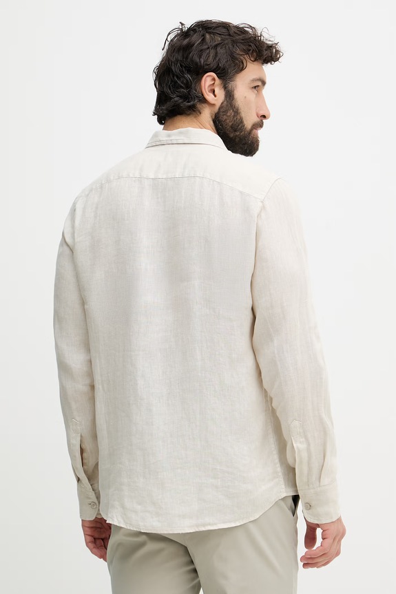 Ρούχα Guess Πουκάμισο ανδρικό λινό M6GH59.W1827 μπεζ