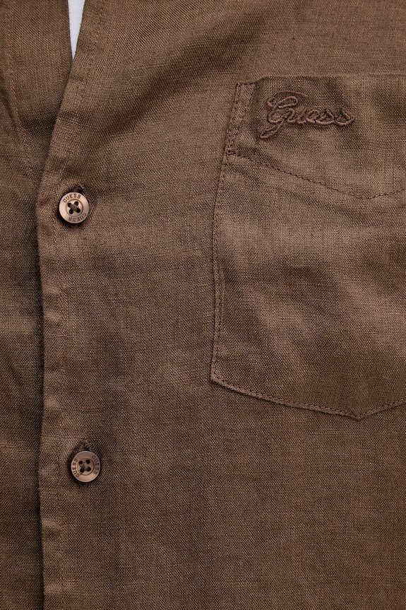 Guess koszula męska lniana M6GH59.W1827 brązowy