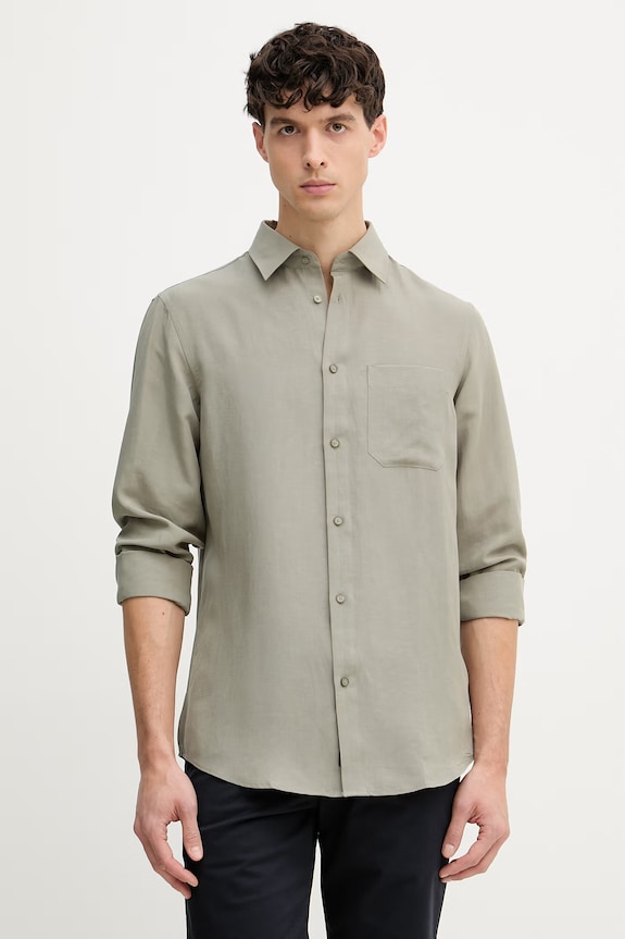 Guess košeľa pánska s ľanom zelená M6GH40.W1726