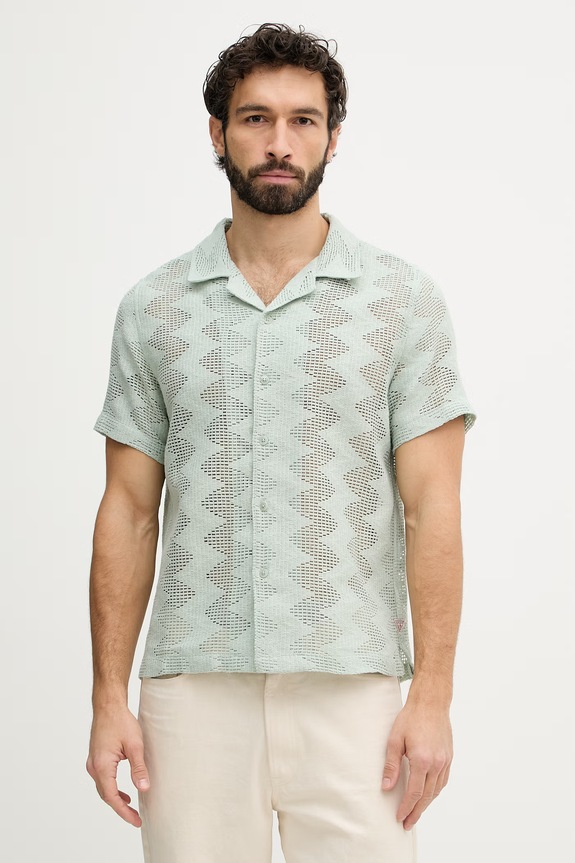Guess Cămașă pentru bărbați turcoaz M6GP46.K3236