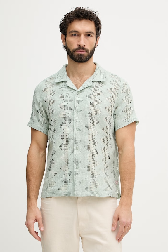 Guess Cămașă pentru bărbați turcoaz M6GP46.K3236