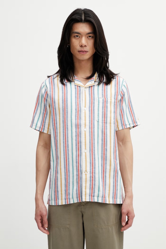 Barbour MSH5712WH11 košeľa s ľanom pánska biela MSH5712WH11