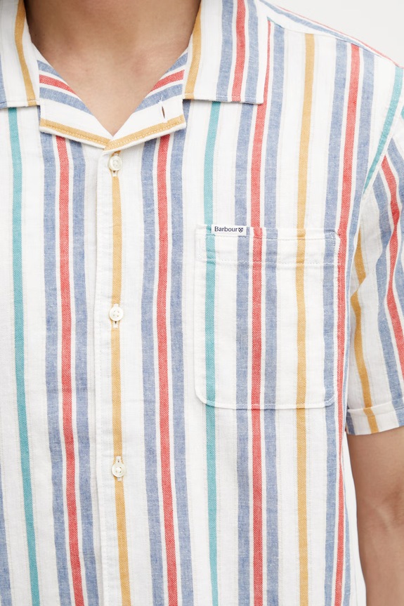 Barbour MSH5712WH11 košeľa s ľanom pánska biela MSH5712WH11