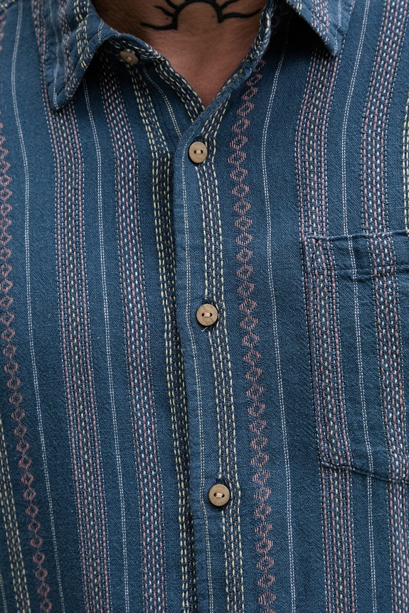 Hurley koszula męska z dodatkiem lnu turkusowy HSP25MMVS02417
