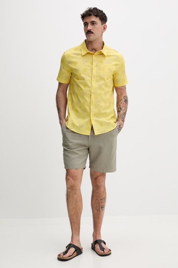 Hurley koszula męska z bawełną MWVEUPP001 żółty SS26