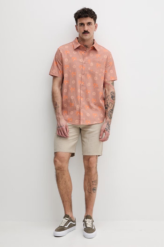 Hurley koszula męska z bawełny MWVEUPP001 pomarańczowy SS26