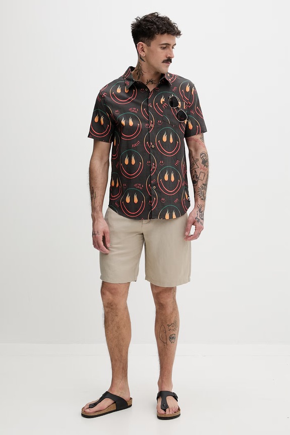 Hurley koszula męska z bawełną MWVEUPP012 czarny SS26